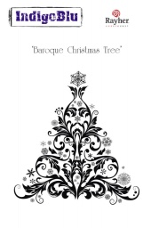 Baroque Christmas Tree A6 Red Rubber Stamp